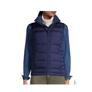 LANDS END Women's Down Vest, Navy, sz L